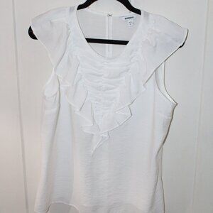 EXPRESS white blouse with ruffle detail - L